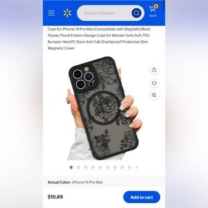 Black Floral Pattern Case for iPhone 14 Pro Max